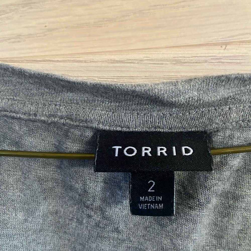 Torrid pink , gray and black floral skull pocket T-shirt